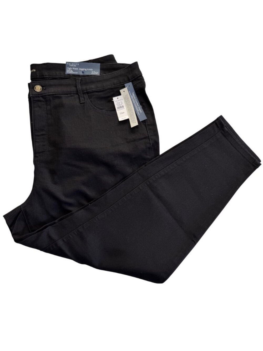 Talbots Womens High-Waist Jegging Ankle Black Plus 22WP Petite Cotton Blend New - Picture 10 of 16